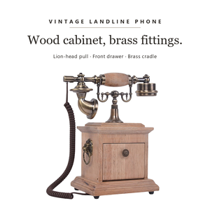 Teléfono Retro Europeo, Mueble de Madera y Accesorios en Tono Latón, Adorno Decorativo para el Hogar - Product Image 3