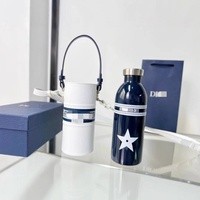 Bouteille d'eau isotherme en acier inoxydable D Brand 500 ml, isolation thermique 12-24 heures, portable pour l'extérieur avec sangle, cadeau d'affaires