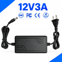 Adaptateur secteur AC/DC de bureau 12V 3A, prise US, certifié CE FCC RoHS, connecteur DC, alimentation personnalisée OEM ODM