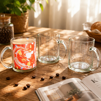 Tasse en verre transparent classique avec poignée pour jus de lait thé boire des verres de décalcomanie transparents