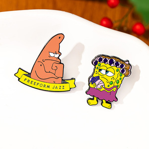<span class=keywords><strong>Bob</strong></span> <span class=keywords><strong>Esponja</strong></span> Paibig estrella broche dibujos animados lindo Anime Metal decoración insignia oro grabado estilo universitario accesorios personalizados - Product Image 3