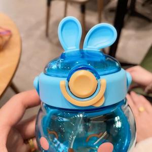 Gourde créative QX en forme de lapin, écologique, portable, pour le camping en extérieur, avec paille rabattable pour boire directement, pour enfants - Product Image 3
