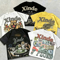 T-shirt personnalisé avec strass, vintage, délavé à l'acide, col rond, 100% coton épais, impression DTG, coupe ample, court, graphique, pour homme