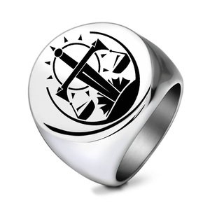 Bague minimaliste ronde gravée au laser, motif soleil et équilibre, en or, pour homme, cadeau, design géométrique constellation, 22 mm - Product Image 5