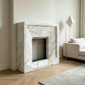 Chimenea Moderna de Mármol, Diseño Contemporáneo, Piedra Natural para Sala de Estar - Product Image 2