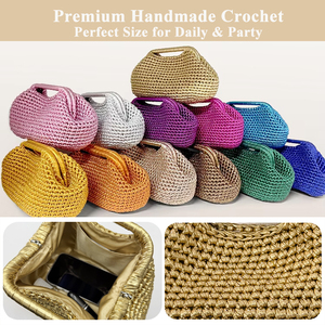 Pochette Clutch di Lusso Personalizzata di Alta Qualità, <span class=keywords><strong>Borsa</strong></span> <span class=keywords><strong>da</strong></span> Spiaggia all'Uncinetto <span class=keywords><strong>da</strong></span> <span class=keywords><strong>Donna</strong></span>, Pochette Metallica Fatta a Mano <span class=keywords><strong>da</strong></span> <span class=keywords><strong>Sera</strong></span> e <span class=keywords><strong>da</strong></span> Cerimonia - Product Image 5