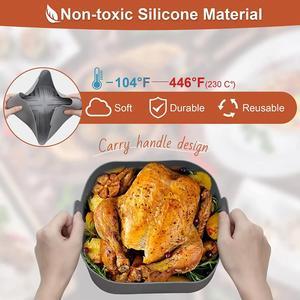 Bandeja de silicona reutilizable de grado alimenticio sin BPA, gruesa, fácil de limpiar, para hornear en horno y freír en freidora de aire, para pizza frita y cestas de pollo. - Product Image 3