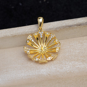 Pendentif tournesol en argent S925, accessoires de bricolage, base semi-finie vide de 25 mm, acier inoxydable JG5935 - Product Image 4