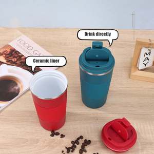 Custom logo Vacuum Insulated Tumblers <b>Ceramic</b> Liner Stainless Steel Travel Coffee Mug Leak-Proof Reusable Coffee <b>Cup</b> with Lid - Product Image 3
