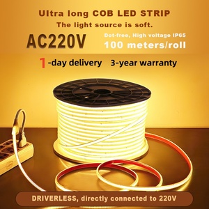 Tira de Luces <span class=keywords><strong>LED</strong></span> <span class=keywords><strong>COB</strong></span> Impermeable IP65 de 110V 220V en Oferta, con Pegamento de PVC, Personalizable en Azul/Azul Hielo/Blanco/Verde/Morado/Dorado/Rosa - Product Image 2
