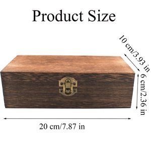 Boîte cadeau vintage en bois massif teinté avec charnières, fermoir métallique, couvercle rabattable, étui de rangement cosmétique pour rouge à lèvres, vernis à ongles, bijoux, Noël - Product Image 2