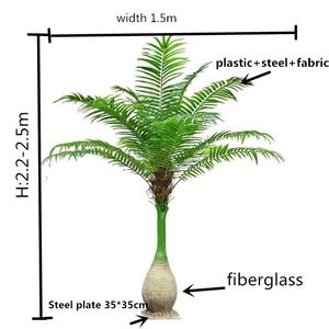 Foglia di palma rustica artificiale per uso interno 1.6m 1.4m di lunghezza piccolo fiore di plastica Design in plastica fiore - Product Image 2