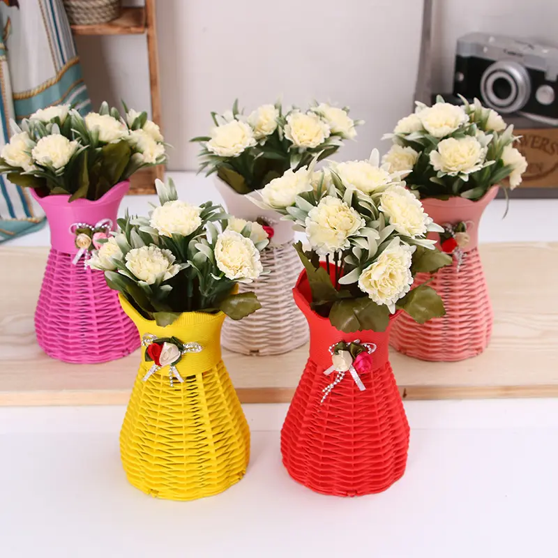 Новый дизайн ротанга имитация сушеных цветов гостиная пластиковые вазы