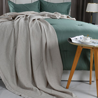 Couverture en bambou 50% et coton 50%, haute densité, design personnalisé, couverture gaufrée, gris clair/gris foncé/blanc
