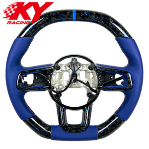Volante deportivo de carreras personalizado de fibra de carbono forjada con cuero azul, adecuado para Jeep Wrangler Gladiator JL JK 2018-2026 - Product Image 1