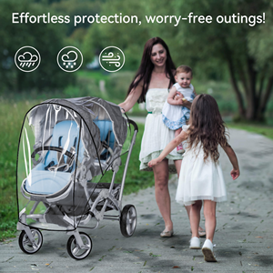 Housse de pluie universelle imperméable pour poussette double tandem, pour sièges avant et arrière, poussette jumelle - Product Image 4