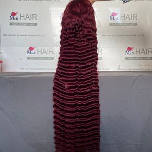 Peluca Transparente 99J, 180% de Densidad, Cabello Humano Largo, con Cabello de Bebé, Ondulado, Pre-Desplumado - Product Image 2