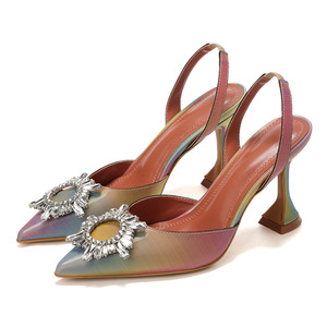 2026 Spring Gradient Pointed Toe Sandals Women Sun Buckle Sexy Wine <b>Cup</b> Thin Heels Elegant Daily Party Ladies Footwear Wholesale - Product Image 2