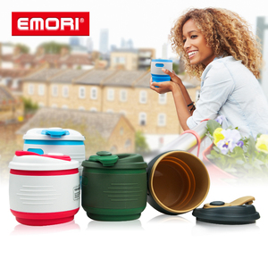 Gobelet pliable de voyage en silicone de qualité alimentaire PP 350 ml, tasse à thé et à café pliable en silicone avec logo personnalisé - Product Image 5