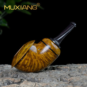 Muxiang Tobacco Pipe Bent Type 3mm Filter Men's Wooden Smoking Pipe Retro Design - Product Image 1