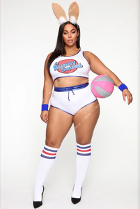 Disfraz de Conejita para Mujer Adulta 2026, Disfraz de Halloween para Cosplay, Conjunto Completo, Vestidos de <span class=keywords><strong>Película</strong></span> Espacial, Pantalones Cortos, Diadema, Calcetines - Product Image 2