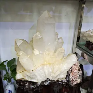 Cluster de quartzo de cristal natural, conjunto decorativo para feng shui, pedra preciosa, lemuriano, cura, branco