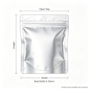 Sacs en plastique argentés à fermeture éclair, à fond plat, refermables, taille personnalisée, pour emballage - Product Image 1