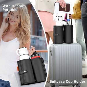 Portavasos para Equipaje, Bolsa para Bebidas de Viaje para Maleta, Portavasos Plegable Portátil con Asa, Compatible con el Asa de Maletas con Ruedas - Product Image 6