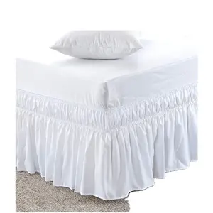 New Bed Ruffles กระโปรงเตียงโพลีเอสเตอร์ไมโครไฟเบอร์ห่อรอบกระโปรงเตียงยืดหยุ่น