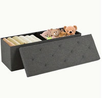 Banc de rangement rectangulaire pliable en tissu, grande capacité, siège rembourré pliable, repose-pieds pliable, organisateur de vêtements