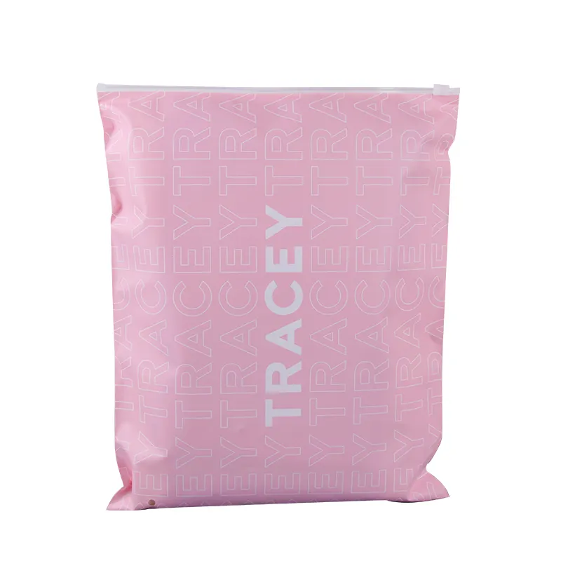 Bolsa de plástico con logotipo personalizado para correo postal, bolsa de plástico para envío de ropa interior, color rosa mate, de alta calidad