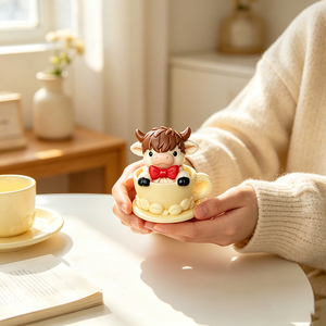Precioso molde de silicona diseñado como un ternero recién nacido dentro de una taza de té para manualidades DIY - Product Image 5
