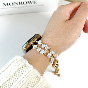 Correa de Reloj de Moda con Cuentas de Perlas de Imitación Irregulares, Estilo Boho para Mujer, Correa Delgada y Simple para Reloj <span class=keywords><strong>Apple</strong></span> - Product Image 1