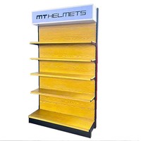 Étagères de supermarché modernes en bois grainé, présentoirs gondoles pour magasins de détail, rayonnages métalliques commerciaux pour épiceries, directement de l'usine