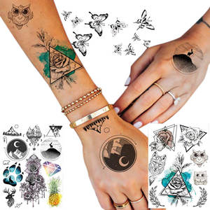Autocollants de <span class=keywords><strong>tatouage</strong></span> corporel temporaire imperméable pour <span class=keywords><strong>femme</strong></span>, motif floral et papillon, design sexy, pour fêtes, usage quotidien, plage, cosplay, occasions spéciales - Product Image 6