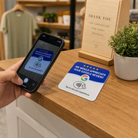 Carte NFC Google Review en acrylique imperméable avec impression de logo personnalisé, puce NTAG213 programmable réutilisable, support adhésif Leadercolor