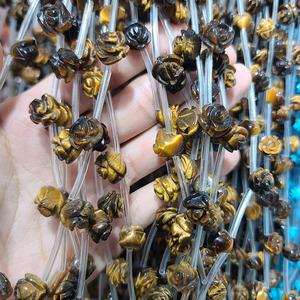 SB6722-5 <span class=keywords><strong>Pietra</strong></span> <span class=keywords><strong>Occhio</strong></span> <span class=keywords><strong>di</strong></span> <span class=keywords><strong>Tigre</strong></span> Intagliato Fiore della Rosa Perline Focale - Product Image 2