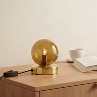 Lampe de table en verre haut de gamme, globe doré, petite, ambiance café, chambre à coucher, décoration, lampes de table LED avec matériaux de haute qualité