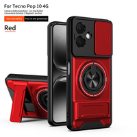 Nouvelle conception de support de charge magnétique sans fil, étui de protection pour téléphone portable Tecno POP 10 4G Smart 10 avec fenêtre coulissante
