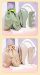 Brosse à cheveux lissante en paille de blé personnalisable pour massage du cuir chevelu à domicile, coiffage volumineux et nettoyage – Ensemble de brosses à cheveux - Product Image 2