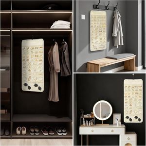 Organisateur de bijoux suspendu avec 88 poches zippées, anti-poussière, pliable, pour accessoires de voyage, pour femmes - Product Image 5