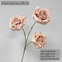 Rose artificielle Manta à 3 têtes, couleur rose violet, HGA, 66 cm, en soie artificielle, toucher réaliste, pour bouquet de mariage, décoration de la maison