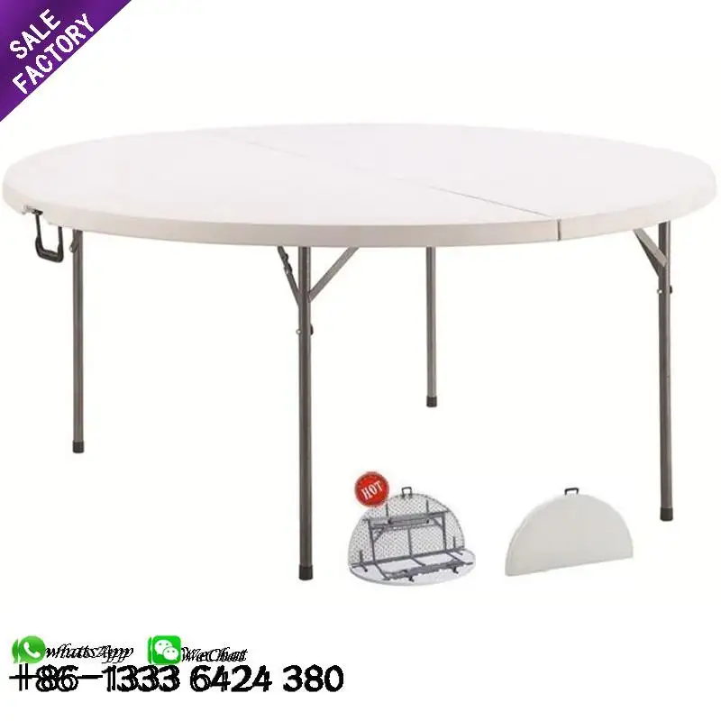 Factory Direct Sale White 10 Persons People 10 Seat Outdoor Banquet 10 Seater Wedding Round Plastic Folding Dinner Tables