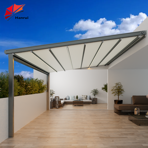 Pérgola de Aluminio, Gazebo para Exteriores, Retráctil, Impermeable, para Jardín, Montada en la Pared, con Cubiertas de PVC Impermeables - Product Image 3