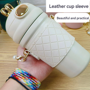 Tumbler da donna di alta qualità in acciaio inossidabile portatile carina ragazza paglia semplice Design squisito piccolo vento profumato imbracatura acqua - Product Image 5