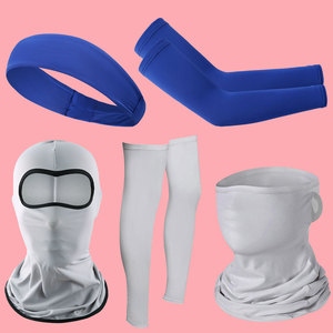 Manchons de cyclisme en soie glacée unisexe anti-UV à séchage rapide et respirants, protections de jambes pour sports de plein air, ensemble bandeau et masque facial - Product Image 1