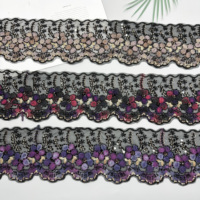 Bordure en dentelle brodée colorée, dentelle décorative pour vêtements, bordure en dentelle pour abaya, kaftan et décoration de robes traditionnelles malaisiennes