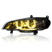 Ensemble de phares Angel Eye bicolores DLW pour BMW X5 E70 2007-2013, phares LED DRL modifiés
