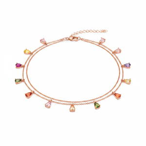 Elegant Mix Stone <b>Anklet</b> Turkish Wholesale Handcrafted Turkish Wholesale 925 Sterling Silver Jewelry - Product Image 2