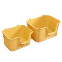 Super grand bac à litière pour chat semi-fermé de 64*43*35cm, conception ouverte entièrement anti-éclaboussures pour le nettoyage des animaux de compagnie et les toilettes